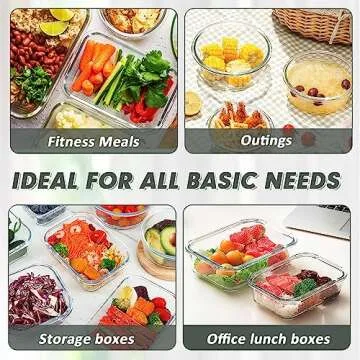 VERONES 24 Pieces Glass Food Storage Containers Set, Airtight Glass Lunch Containers, Glass Meal Prep Containers with Lids,Exclusive of BPA, for Microwave, Oven, Freezer & Dishwasher Friendly,Grey