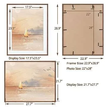 Elegant 22x28 Solid Oak Picture Frame for Art Display