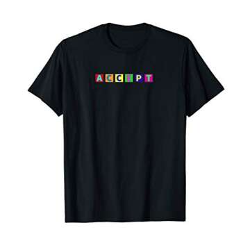 Minimalistic Accept Pride Flag Colors Proud Celebrate LGBT T-Shirt