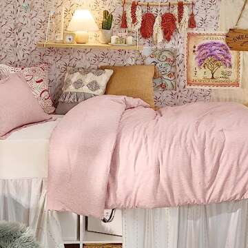 Bedsure Twin/Twin XL Comforter Set - Pink Soft Bedding for All Seasons, Cationic Dyed Bed Set, 2 Pie...
