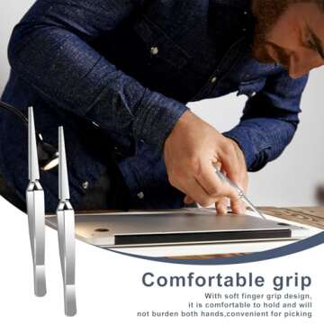 Versatile Craft Tweezers Set - 6 Precision Stainless Steel Tweezers for All Crafting Needs