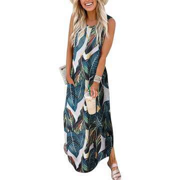 ANRABESS Women's Casual Sundress - Sleeveless Maxi Dress with Pockets