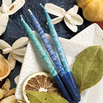 Rite Lite Premium Dripless Frosted Hanukkah Candles - Blue Shades Bulk Pack of 45 - Fits Most Menora...