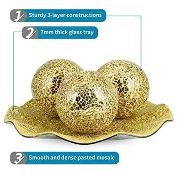 Stunning Mosaic Tray and Sphere Set for Home Decor