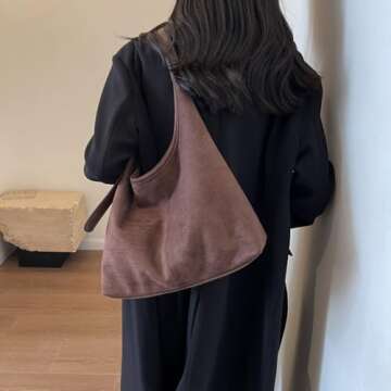Leather Hobo Bags for Women Brown Purses Suede Purse Slouchy Tote Bag Suede Tote Bag Fall Purses Handbag
