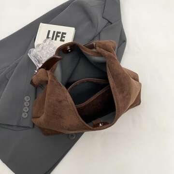 Leather Hobo Bags for Women Brown Purses Suede Purse Slouchy Tote Bag Suede Tote Bag Fall Purses Handbag