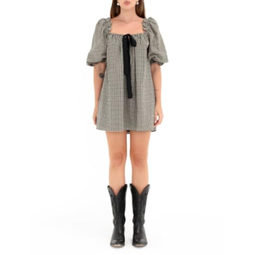 KMBANGI Puff Sleeve Babydoll Dress for Women