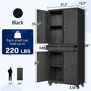 Yizosh 73" Metal Garage Storage Cabinet with Locking Doors