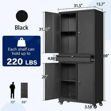 Yizosh 73" Metal Garage Storage Cabinet with Locking Doors