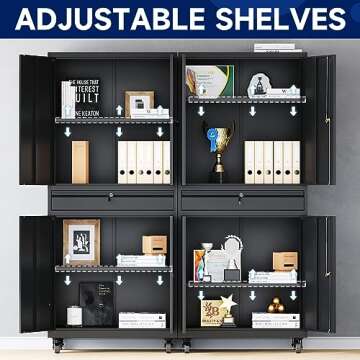 Yizosh 73" Metal Garage Storage Cabinet with Locking Doors