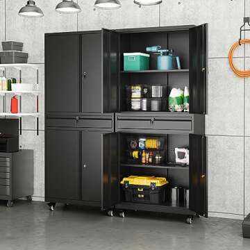 Yizosh 73" Metal Garage Storage Cabinet with Locking Doors
