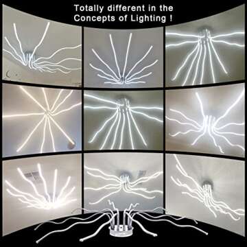 Modern LED Ceiling Light,55.1inch Modern Ceiling Lights for Living Room Light Fixture Ceiling Dimmab...