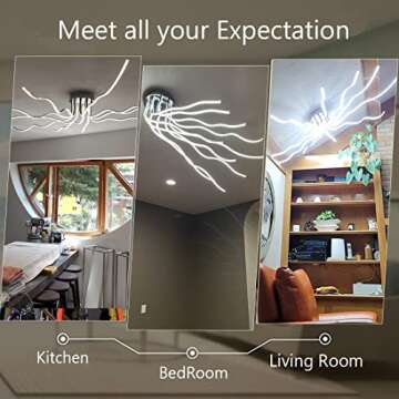 Modern LED Ceiling Light,55.1inch Modern Ceiling Lights for Living Room Light Fixture Ceiling Dimmable Ceiling Light Fixture with Remote,10 Lights Modern Dining Room Light Fixture Ceiling Mount 138W