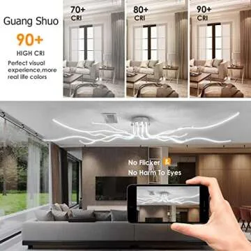 Modern LED Ceiling Light,55.1inch Modern Ceiling Lights for Living Room Light Fixture Ceiling Dimmable Ceiling Light Fixture with Remote,10 Lights Modern Dining Room Light Fixture Ceiling Mount 138W