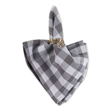 DII Christmas Thanksgiving Holiday Tabletop Décor Collection Decorative Napkin Ring Holder Set, 1.9" Dia x 1.1" Height, Merry Gold, 6 Piece