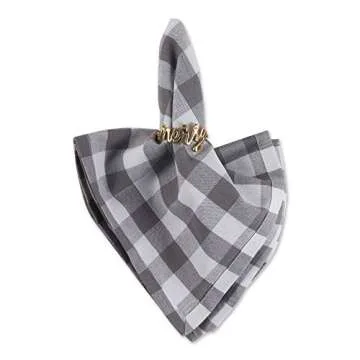 DII Christmas Thanksgiving Holiday Tabletop Décor Collection Decorative Napkin Ring Holder Set, 1.9" Dia x 1.1" Height, Merry Gold, 6 Piece