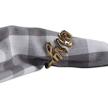 DII Christmas Thanksgiving Holiday Tabletop Décor Collection Decorative Napkin Ring Holder Set, 1.9" Dia x 1.1" Height, Merry Gold, 6 Piece