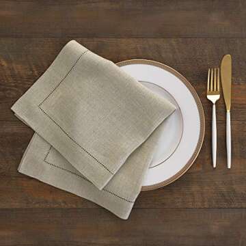 Solino Home Linen Napkins Set of 4 – 100% Pure Linen Natural Cloth Napkins 20 x 20 Inch – Classi...