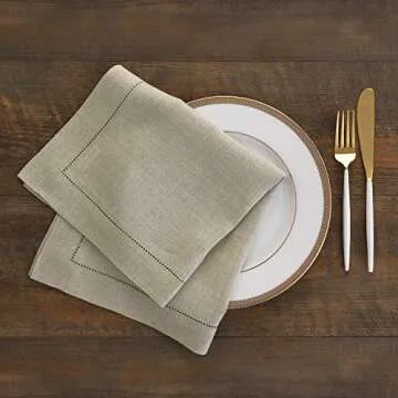 Solino Home Linen Napkins Set of 4 – 100% Pure Linen Natural Cloth Napkins 20 x 20 Inch – Classi...
