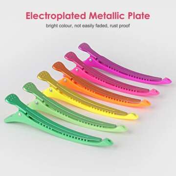 AIMIKE Neon Hair Clips, 12 Pcs Professional Sectioning and Cutting Clips for Hairdressers - 4.3" Lon...