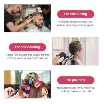 AIMIKE Neon Hair Clips, 12 Pcs Professional Sectioning and Cutting Clips for Hairdressers - 4.3" Long Duck Billed Rollers for Styling