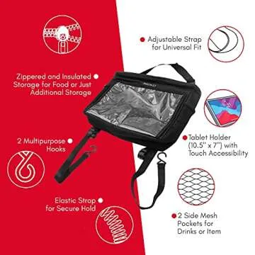 Macally Tablet Holder for Car Back Seat - A Must Have Organizer and Rear Facing Backseat iPad Holder for Kids on Long Drives - Hanger Case Compatible with Any Vehicle Headrest and Tablets up to 10.5”