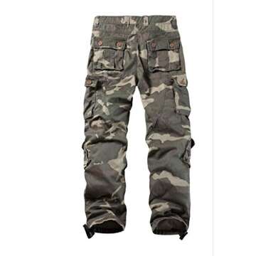 TRGPSG Men's Wild Cargo Pants - Camo Cotton Casual Work Hiking Pants with 8 Pockets