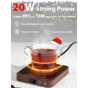 Rigstne Coffee Mug Warmer - 20W Portable Mug Warmer for Desk, Coffee Cup Warmer with Auto Shut Off, ...