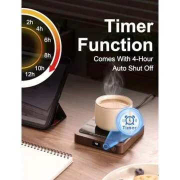 Rigstne Coffee Mug Warmer - 20W Portable Mug Warmer for Desk, Coffee Cup Warmer with Auto Shut Off, Candle Warmer Plate for Travel, Office and Home, Woodgrain (No Cup)