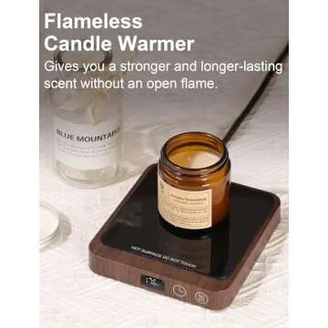 Rigstne Coffee Mug Warmer - 20W Portable Mug Warmer for Desk, Coffee Cup Warmer with Auto Shut Off, Candle Warmer Plate for Travel, Office and Home, Woodgrain (No Cup)