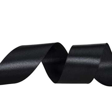 YASEO 1 1/2 Inch Black Solid Satin Ribbon, 50 Yards Craft Fabric Ribbon for Gift Wrapping Floral Bouquets Wedding Party Decoration