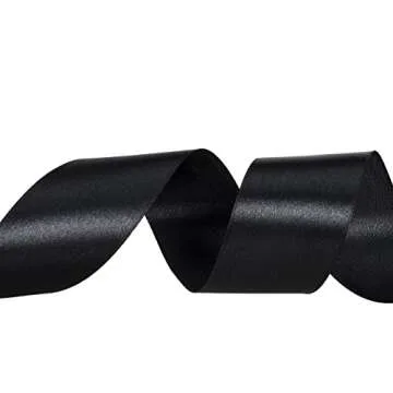 YASEO 1 1/2 Inch Black Solid Satin Ribbon, 50 Yards Craft Fabric Ribbon for Gift Wrapping Floral Bouquets Wedding Party Decoration