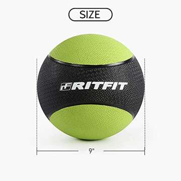 RitFit Weighted Medicine Ball Set - 6LB / 8LB / 10LB / 12LB / 14LB, Non-Slip Rubber Shell & Dual Tex...