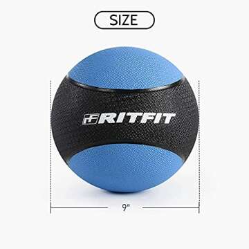 RitFit Weighted Medicine Ball Set - 6LB / 8LB / 10LB / 12LB / 14LB, Non-Slip Rubber Shell & Dual Texture Grip - Workout Exercise Ball for Core Strength, Balance Training, Coordination Fitness