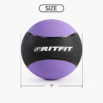 RitFit Weighted Medicine Ball Set - 6LB / 8LB / 10LB / 12LB / 14LB, Non-Slip Rubber Shell & Dual Texture Grip - Workout Exercise Ball for Core Strength, Balance Training, Coordination Fitness