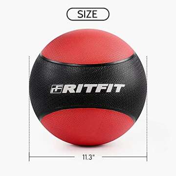 RitFit Weighted Medicine Ball Set - 6LB / 8LB / 10LB / 12LB / 14LB, Non-Slip Rubber Shell & Dual Texture Grip - Workout Exercise Ball for Core Strength, Balance Training, Coordination Fitness