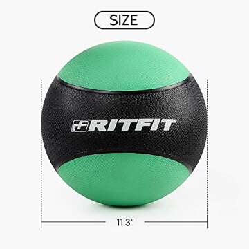 RitFit Weighted Medicine Ball Set - 6LB / 8LB / 10LB / 12LB / 14LB, Non-Slip Rubber Shell & Dual Texture Grip - Workout Exercise Ball for Core Strength, Balance Training, Coordination Fitness