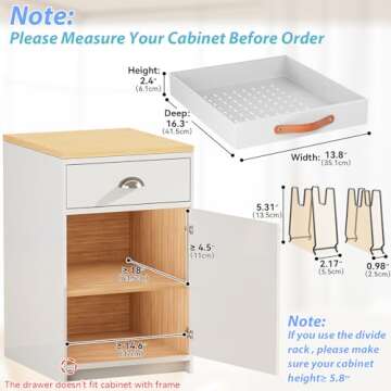 OVICAR Pull Out Cabinet Drawer - Adhesive Slide Out Organizer, 13.8" W x 16.3" D Heavy Duty Sliding ...