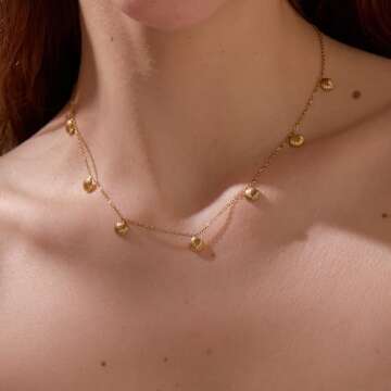 UNE DOUCE Shell Necklace - Beach Jewelry for Women, Charm Necklace - Gold Necklace for Women, Surfer Accessory, Waterproof, Non Tarnish Gold Necklace, Dainty Gifts for Women