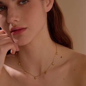 UNE DOUCE Shell Necklace - Beach Jewelry for Women, Charm Necklace - Gold Necklace for Women, Surfer Accessory, Waterproof, Non Tarnish Gold Necklace, Dainty Gifts for Women