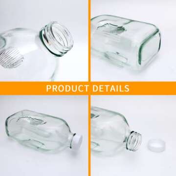 Accguan 2 Quart Glass Milk Bottles, 67oz Glass Bottles with Lids,Reusable Glass Bottles Suitable for Milk, Juice, Beverage, Party, Weddings, Shower Supplies and Gifts(4 pcs)