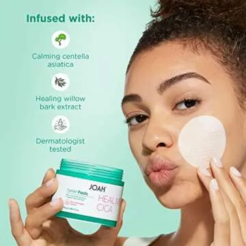 JOAH Heal Me CICA Face Toner Pads, Centella Asiatica for Soothing, Calming, Balancing Sensitive and Irritated Skin, Korean Skincare, Cruelty-Free pH 5.5, Hypoallergenic, 50 Pads