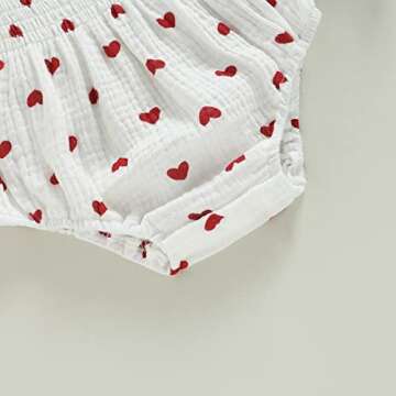 farrubbyine8 Baby Girl Valentines Day Outfit Cute Romper Long Sleeve Ruched Bodysuit Outfits Baby Girl Clothes (Heart A, 12-18 Months)