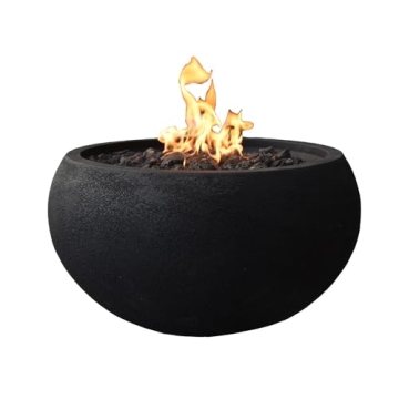 York Concrete Fire Pit 27" x 27" - Stylish Outdoor Heater with Lava Rocks