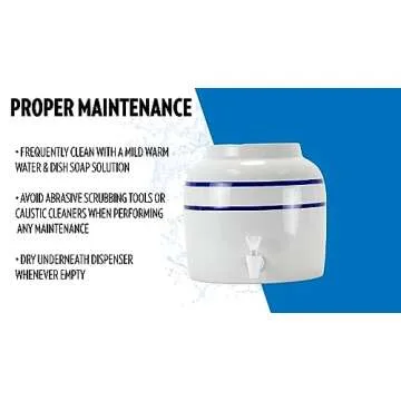 New Wave Enviro Porcelain Water Dispenser, Classic Blue Stripe Design, 2.5 Gallon Capacity, Included BPA Free Spigot, Dispenser for Beverages, Lotions, Shampoos