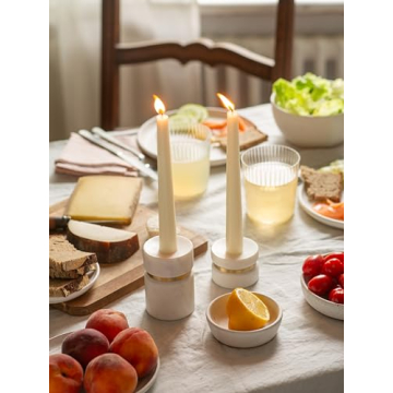 Cork & Mill Handcrafted Candle Holders in Marble & Brass