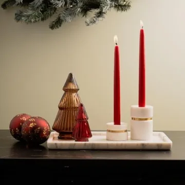 Cork & Mill Handcrafted Candle Holders in Marble & Brass