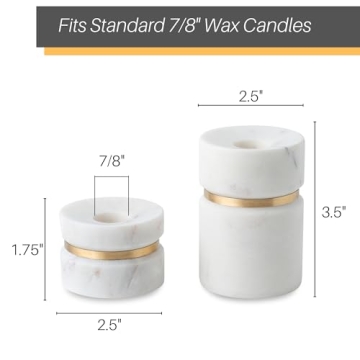 Cork & Mill Handcrafted Candle Holders in Marble & Brass