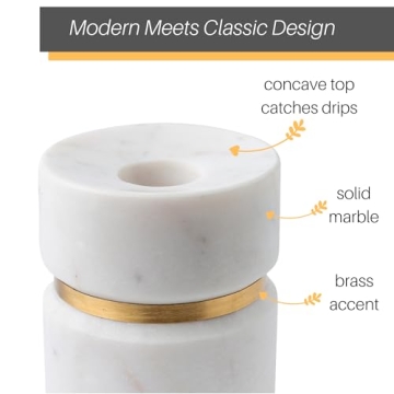 Cork & Mill Handcrafted Candle Holders in Marble & Brass