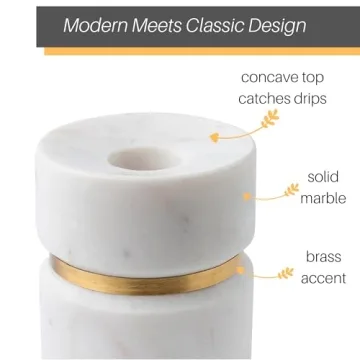 Cork & Mill Handcrafted Candle Holders in Marble & Brass